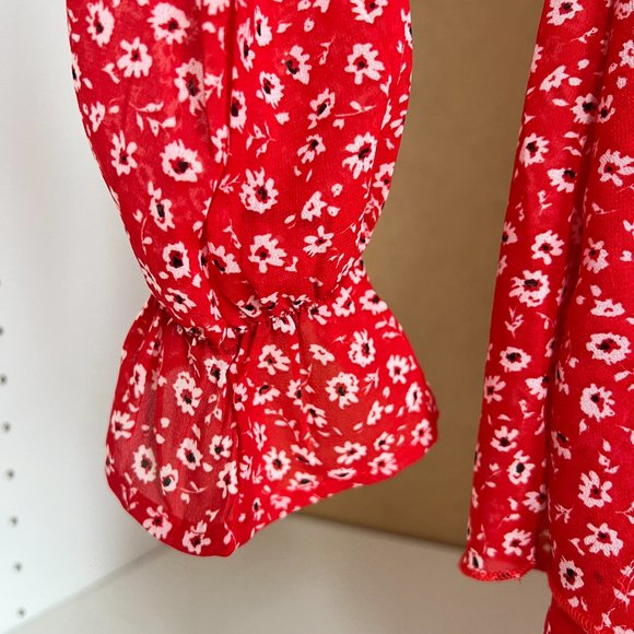 DIVIDED Floral Red Dress - Picture 5 of 8